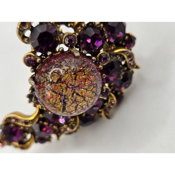 VTG Signed HOLLYCRAFT Dragon's Breath Art Glass Earrings – Victorian Revival 2" - Picture 4 of 8